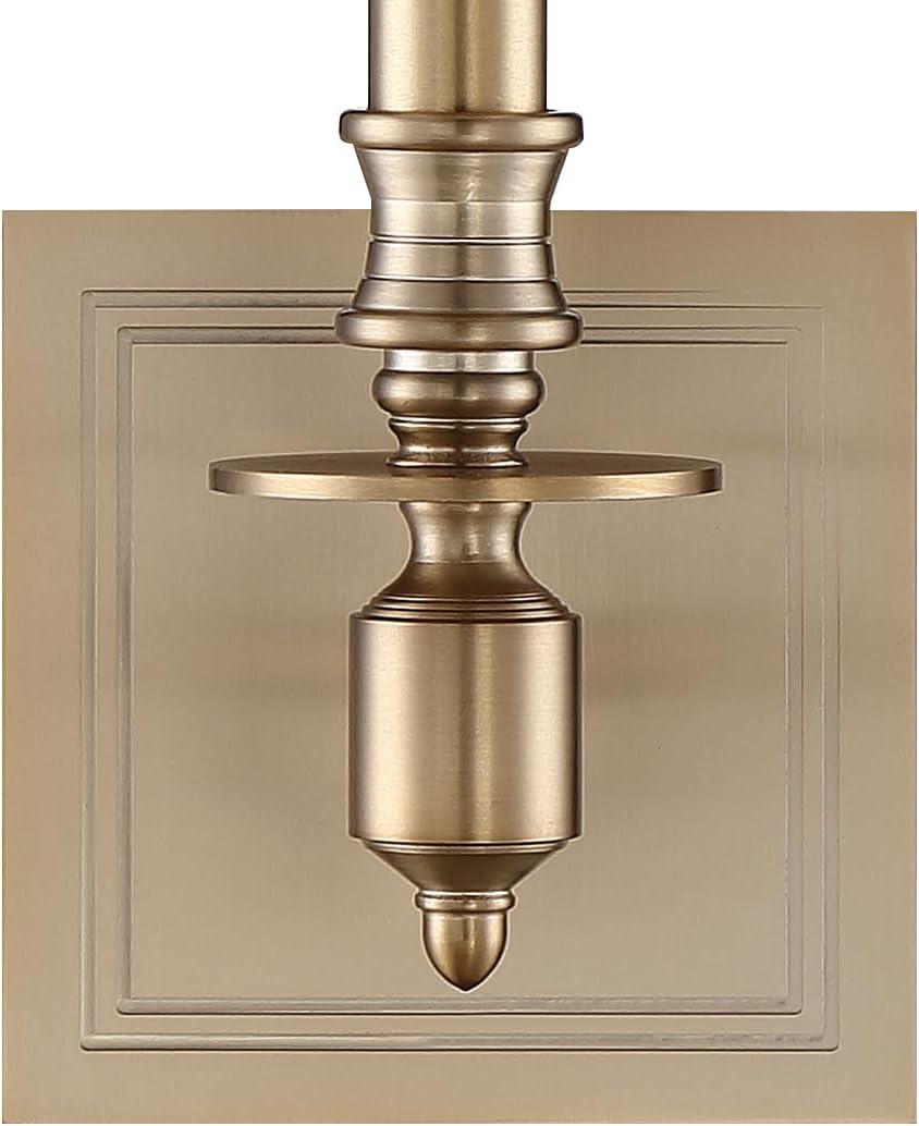 Aged Brass Dimmable Sconce with White Silk Shade