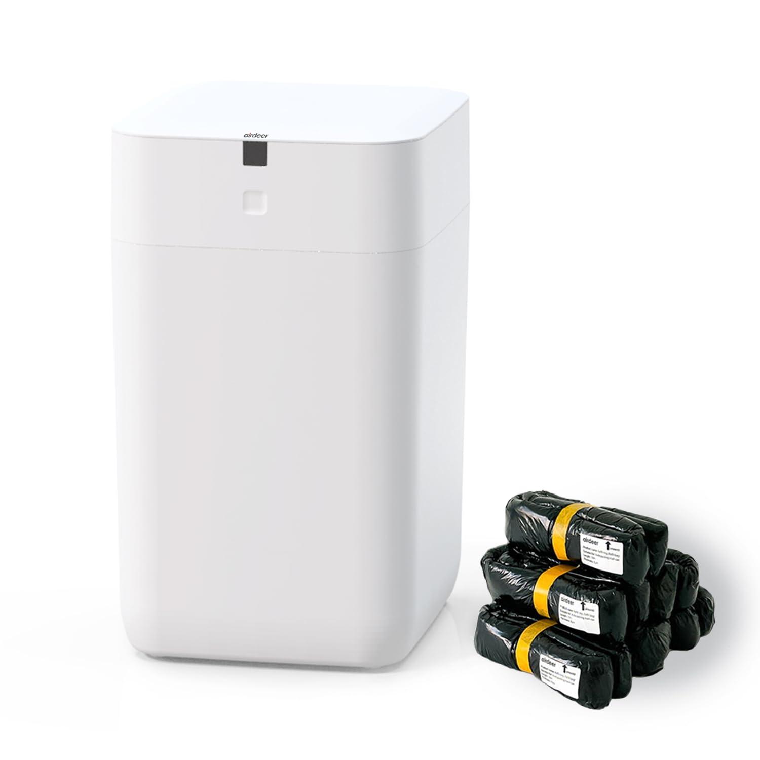 White Rectangular Touchless Plastic Smart Trash Can