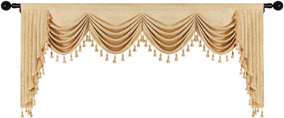 Gold Chenille Waterfall Valance with Rod Pocket