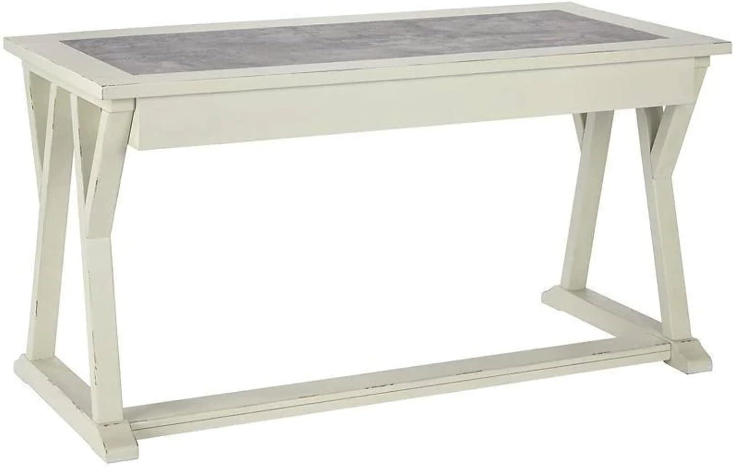 Transitional Gray and White Home Office Desk with 3 Drawers