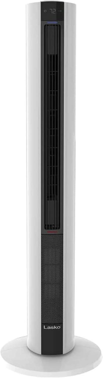 Lasko LKO-FH500 4-Speed Quiet Bladeless Multi Function Remote Control All Season Control Tower Fan & Space Heater w/ 3 Heat Settings, White (2 Pack)