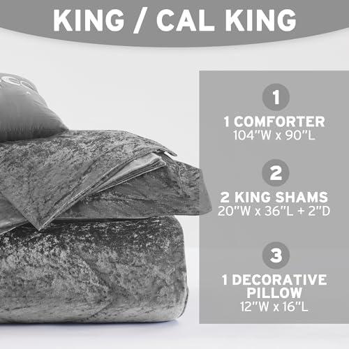 Intelligent Design Felicia Crushed Velvet Comforter Set with Throw Pillow