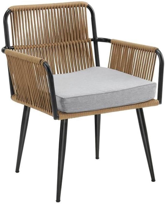 Alaterre Alburgh Outdoor Dining Chair - Aluminum Set of 2 - with Cushion - Black and Gray