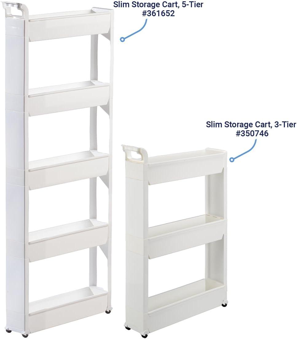 White 5-Tier Slim Rolling Storage Cart