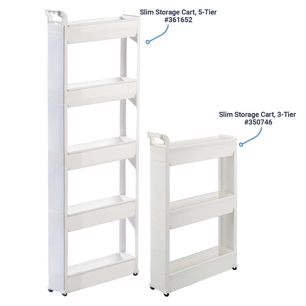 White 5-Tier Slim Rolling Storage Cart