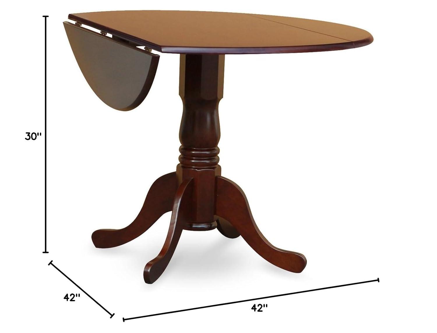 East West Furniture,Dublin Round Table With Two 9" Drop Leaves In A Mahogany Finish