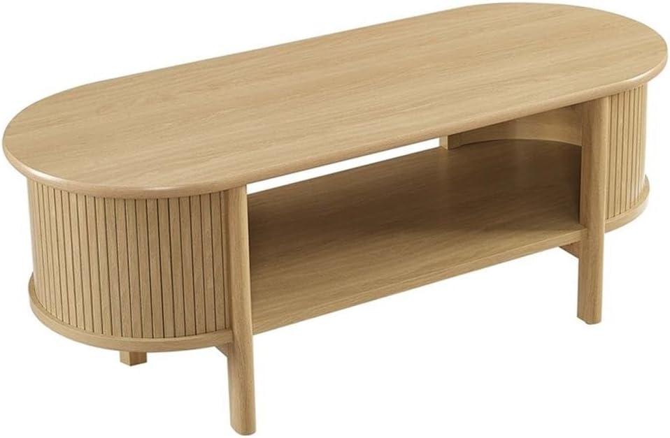 Cadence Oval Oak Coffee Table with Open Storage