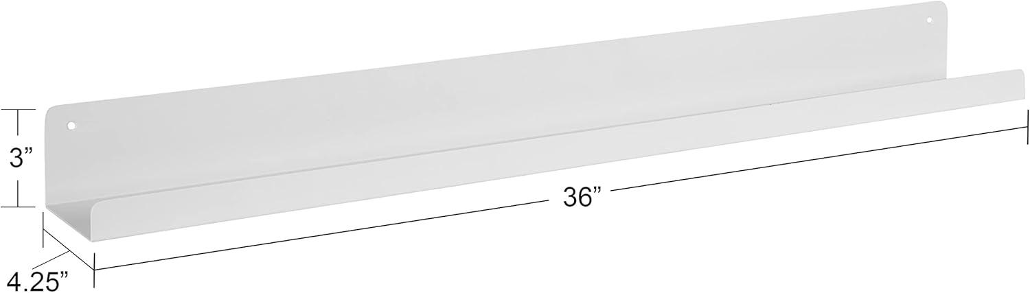 Kate & Laurel All Things Decor 36" x 5" Mezzo Modern Metal Ledge Shelf White: Wall Mounted, Includes Hardware