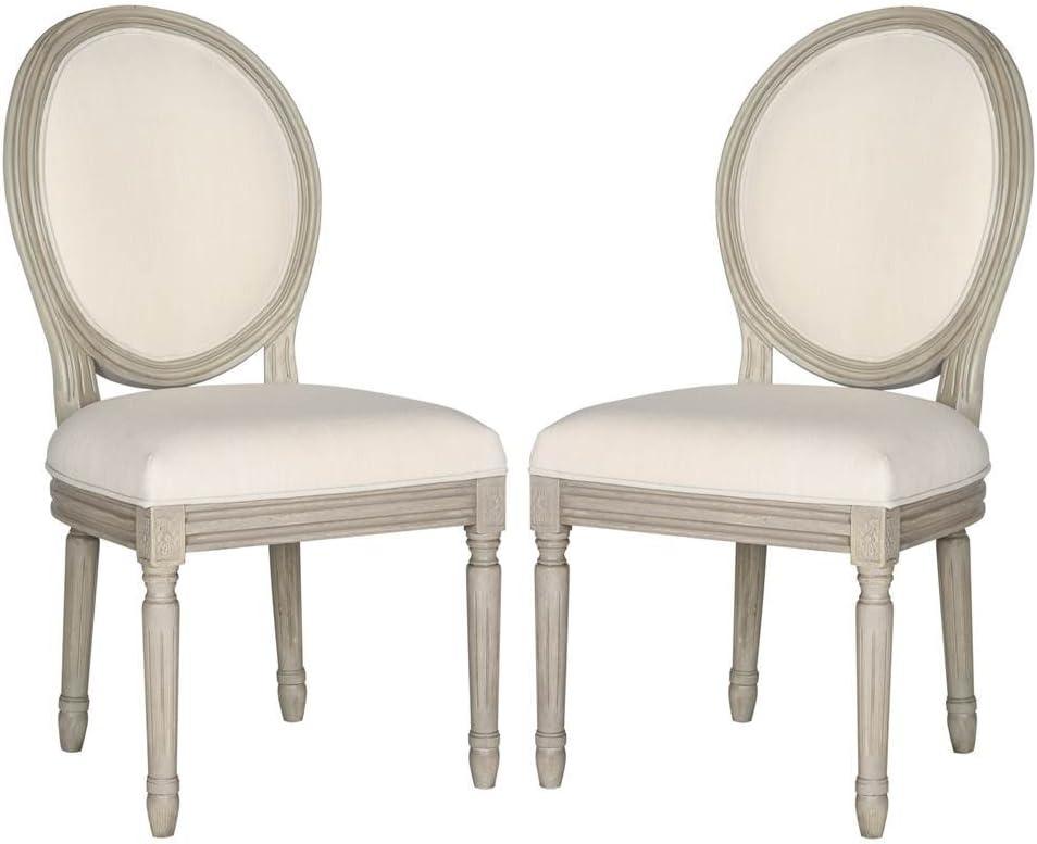 Holloway 19" H French Brasserie Oval Side Chair (Set of 2) - FOX6228 - Light Beige/Rustic Grey - Safavieh Couture