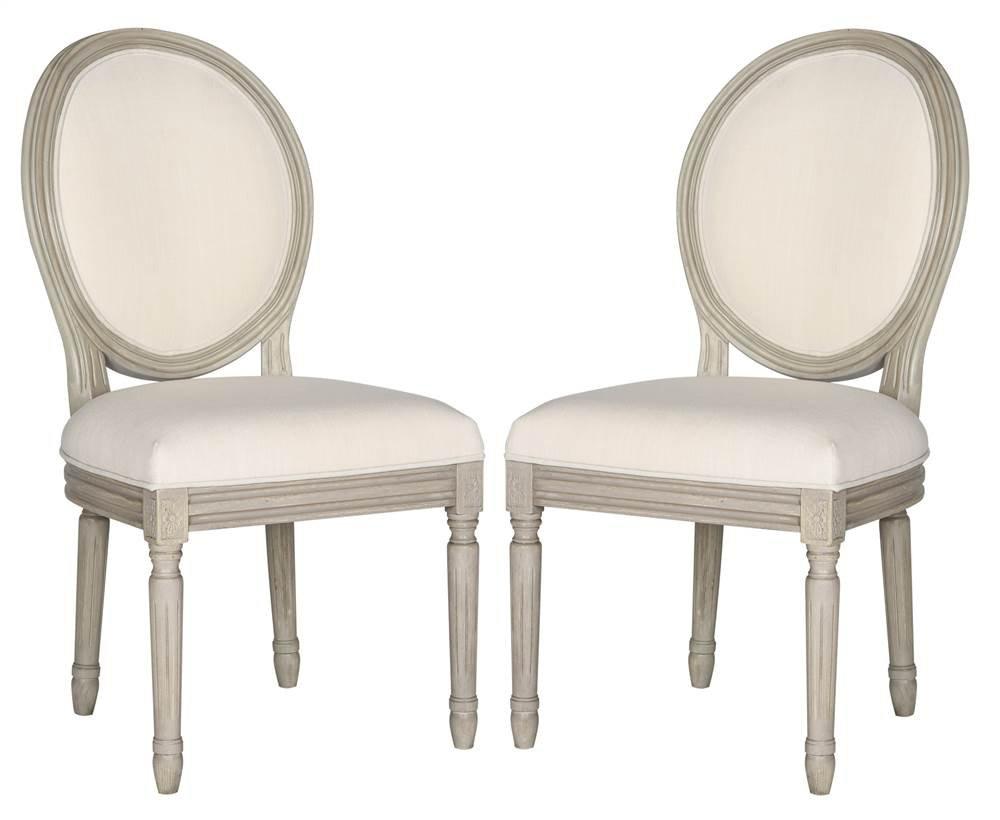 Holloway 19" H French Brasserie Oval Side Chair (Set of 2) - FOX6228 - Light Beige/Rustic Grey - Safavieh Couture
