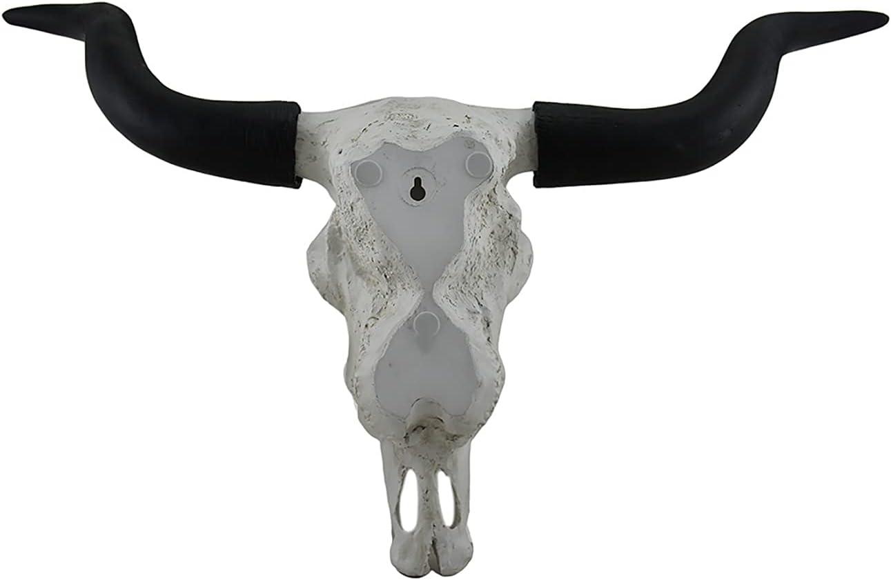 Black and White Resin Longhorn Steer Skull Wall Decor