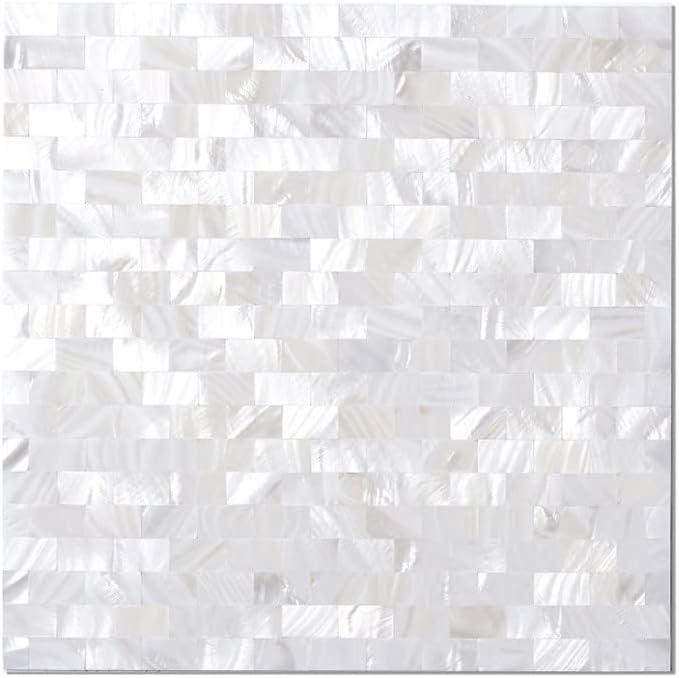 Nacreous White Multi-Finish Square Peel and Stick Wall Tile