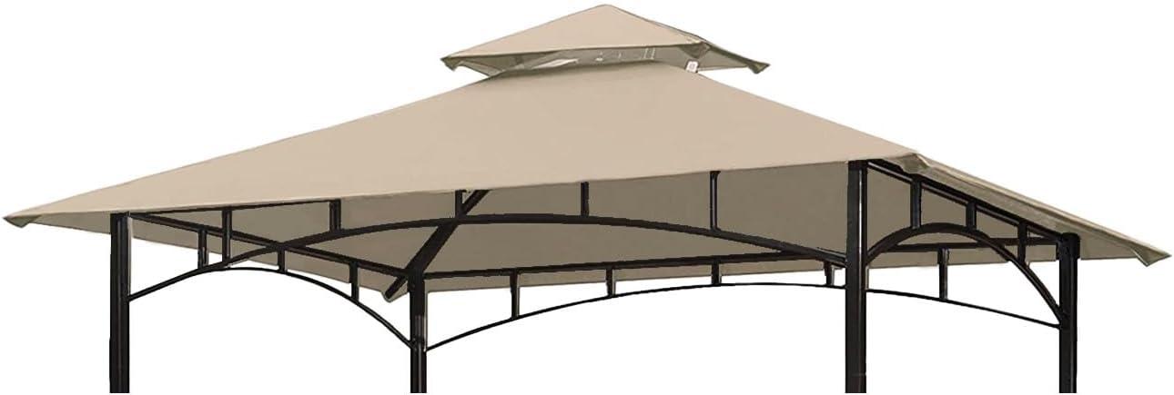 Beige Double Tiered Replacement Canopy for Grill Gazebo