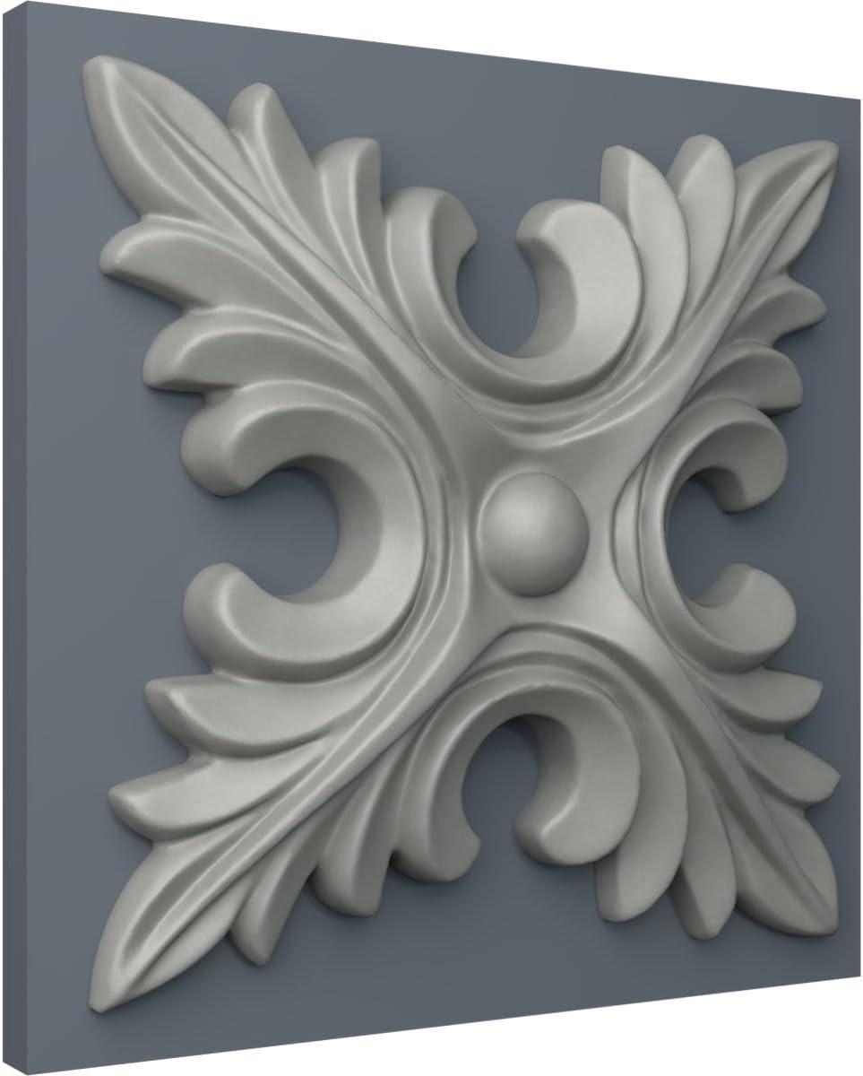 Primed Gray Traditional Decorative Rosette, 5.75" x 5.75"