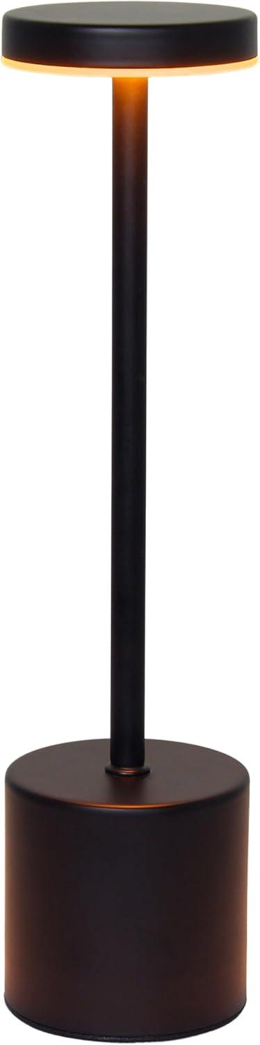 Simple Designs 12.75" Mushroom Magic Disc Dimming and Rechargeable Cordless 4-Way Touch Sensor Stick Desk Lamp Black