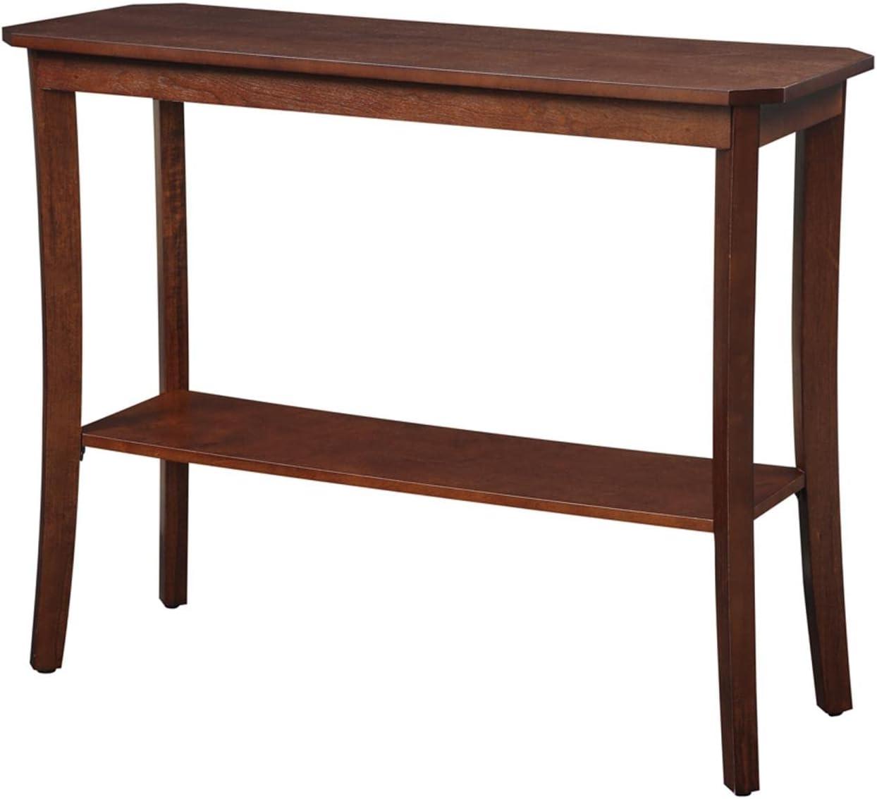 Mahogany Wood Console Table with Storage Shelf