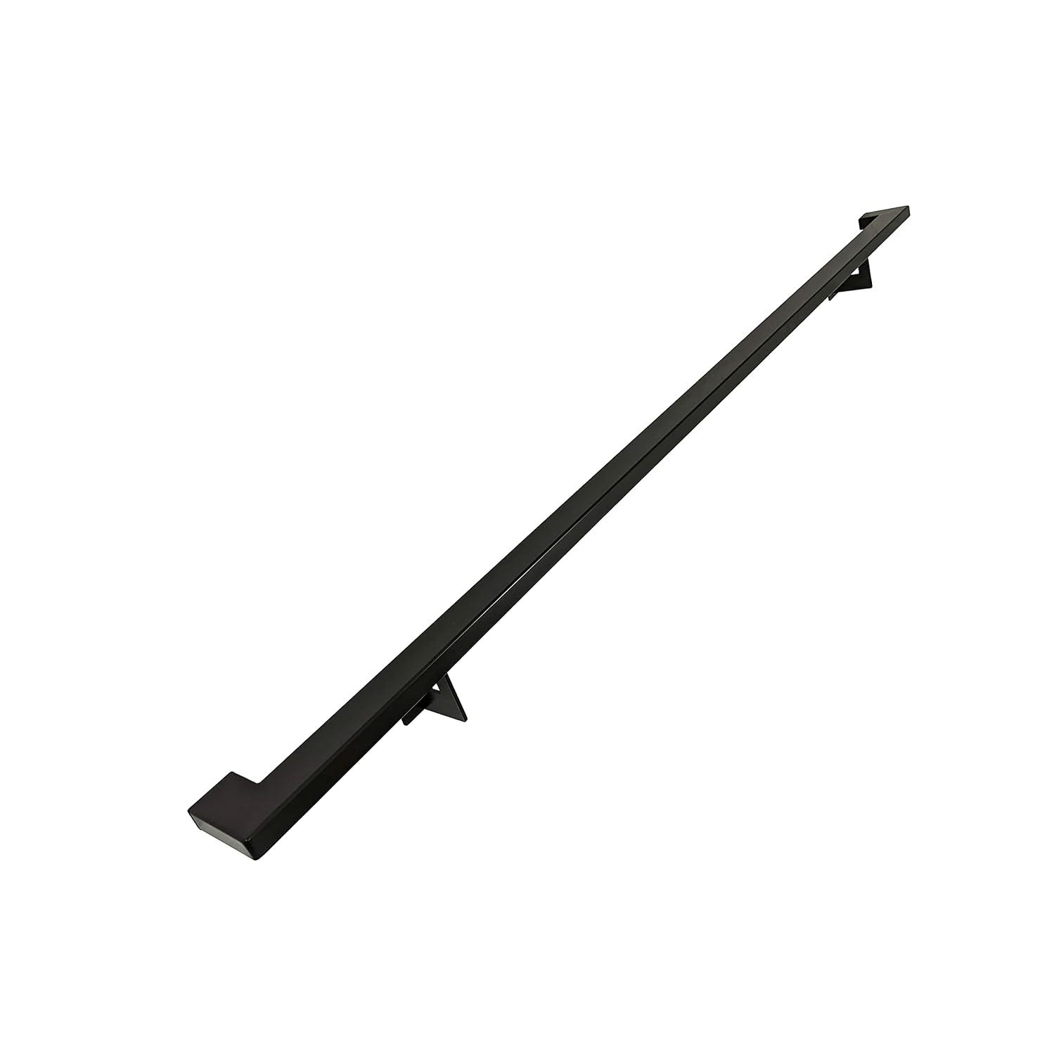 Urban Contemporary Handrail Grab Bar Kit, L Steel Brackets, Returns to Wall, Powder Coat
