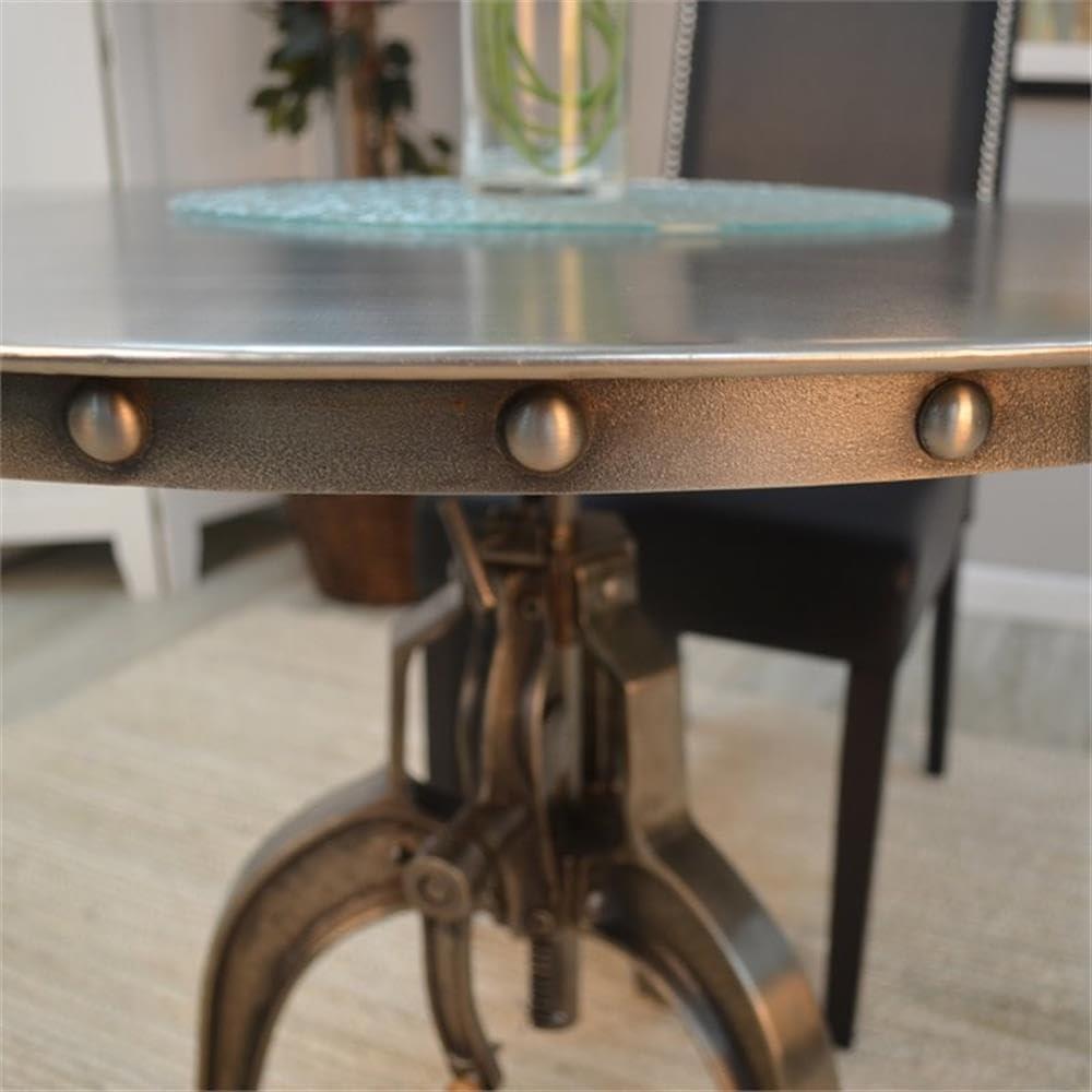 Carolina Classics Mundra Adjustable Crank Metal Accent Table in Antique Nickel