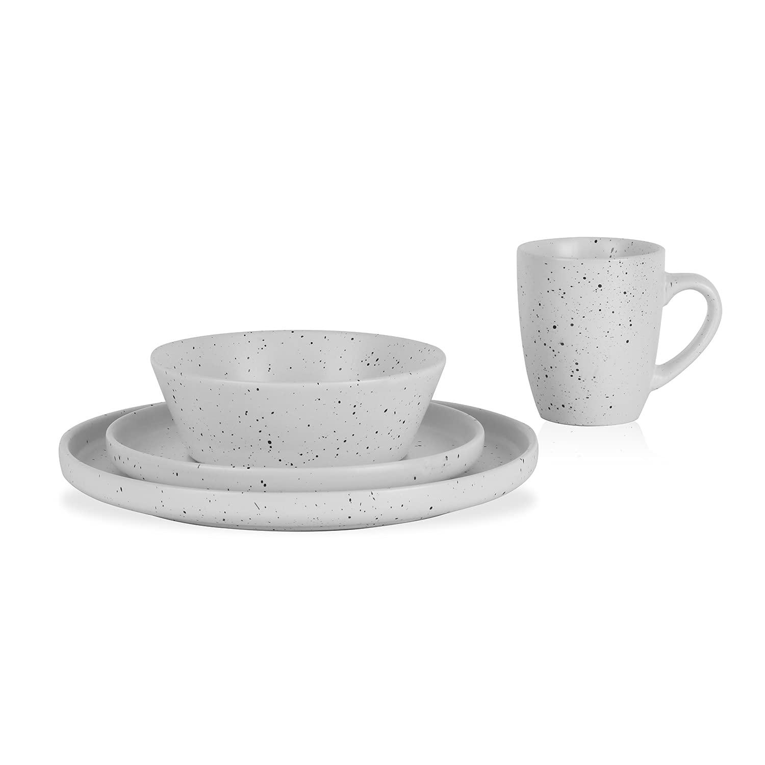 Stone Lain Jade 16-Piece Stoneware Dinnerware Set, Service for 4, White