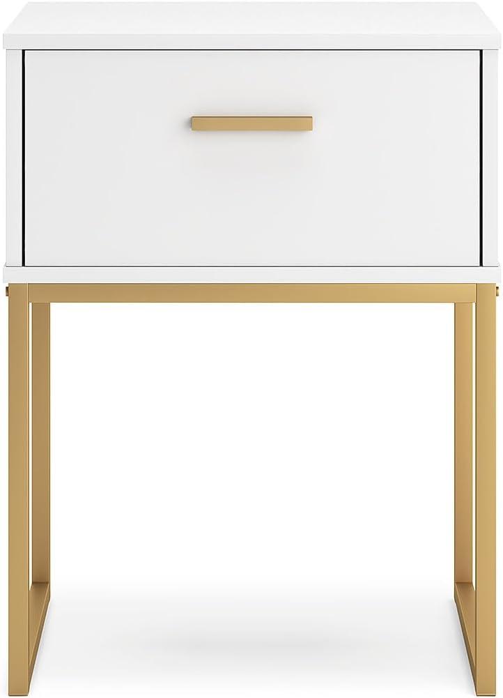 Signature Design by Ashley Socalle 1 Drawer Nightstand, White/Gold