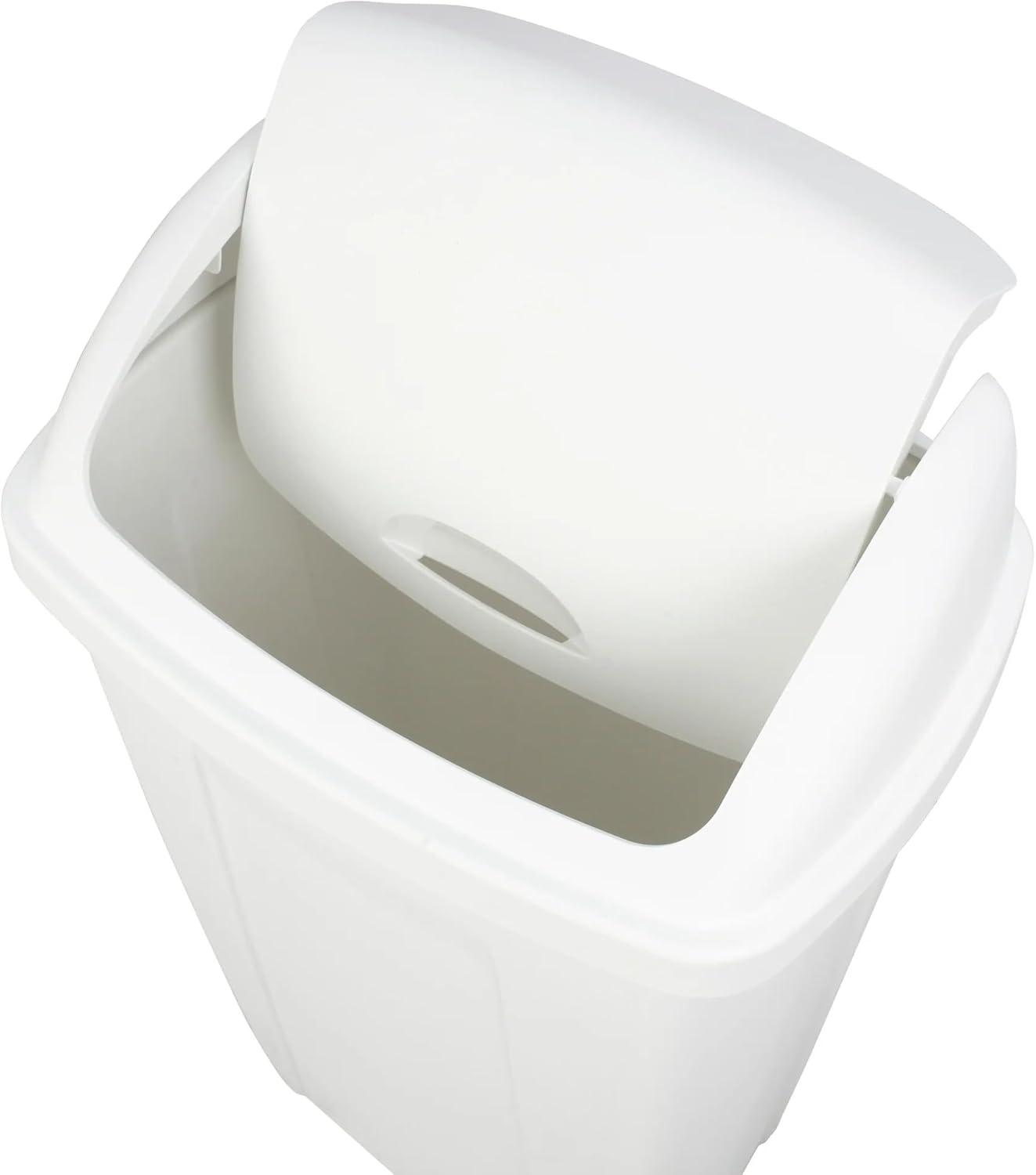 Mainstays Kitchen Trash Can, 13 Gallon, Plastic Swing Top Garbage Bin, White