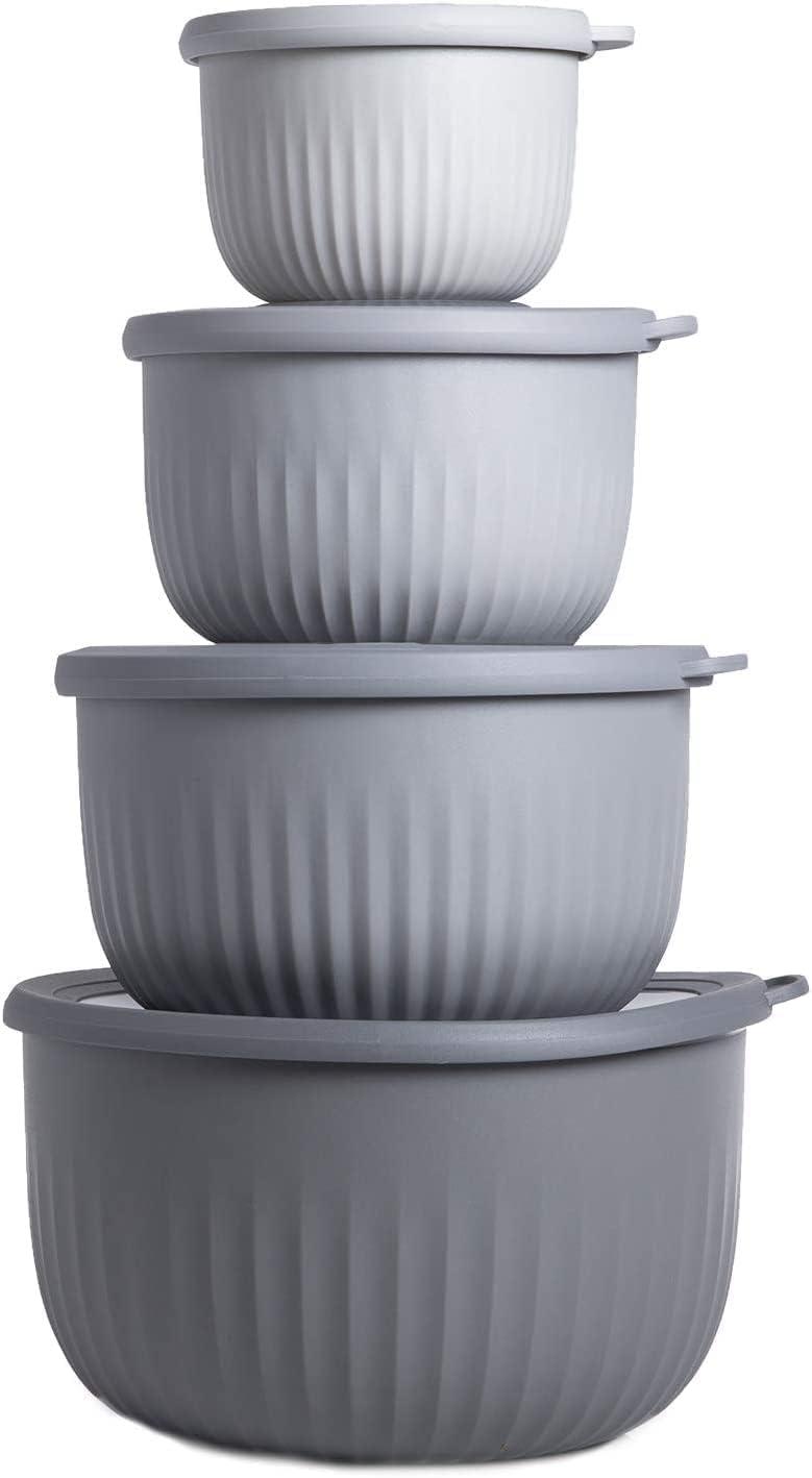 COOK WITH COLOR Deep Mixing Bowls with Lids 8 Piece Set GREY