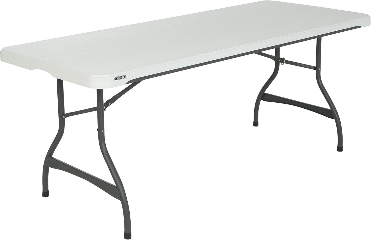 Lifetime 6 Foot Rectangle Folding Table Indoor/Outdoor Commercial Grade, White Granite (80306)