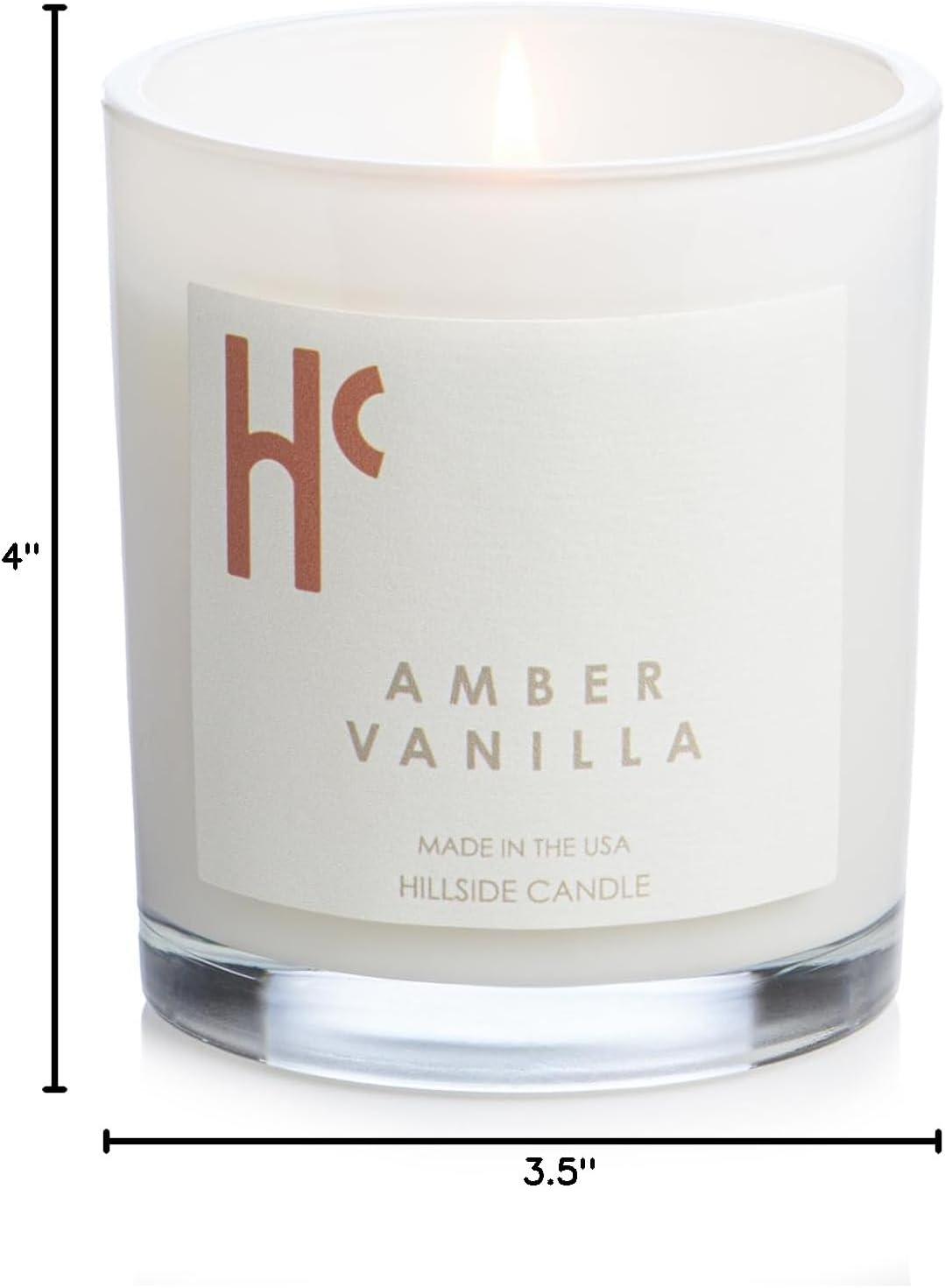 Hillside Candle "Amber Vanilla" Scented Candles, Single Wick, Luxury Candles, Scented Candles for Home ( 9 oz)