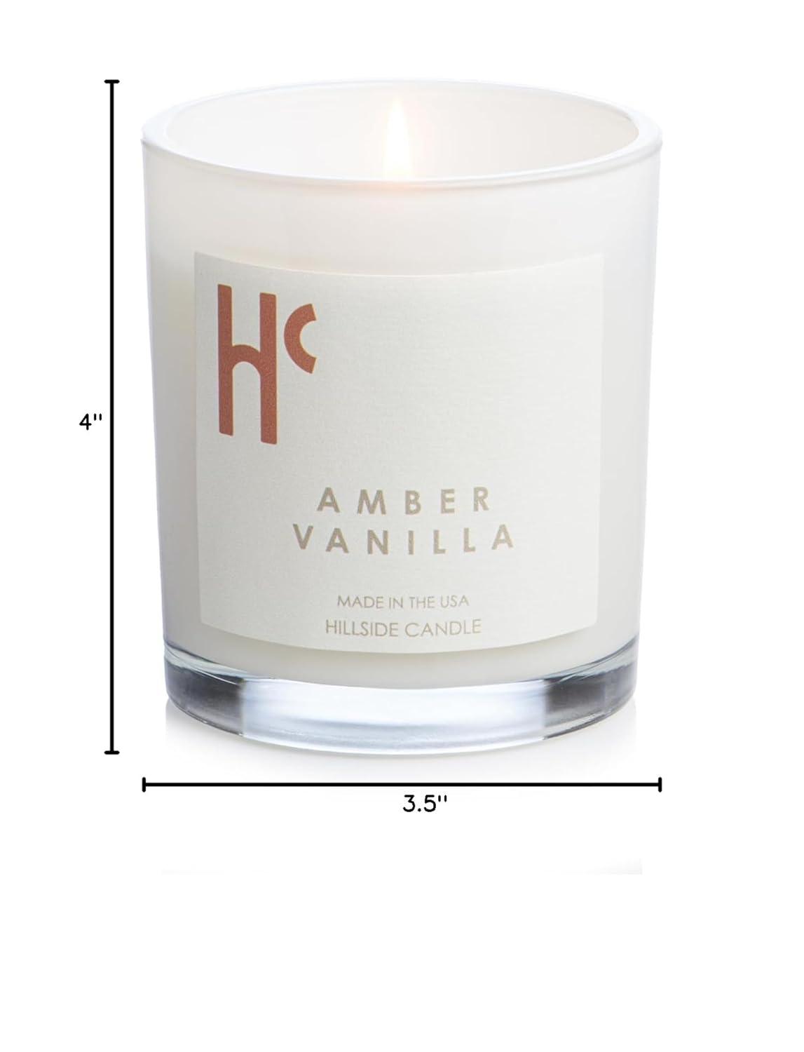 Hillside Candle "Amber Vanilla" Scented Candles, Single Wick, Luxury Candles, Scented Candles for Home ( 9 oz)