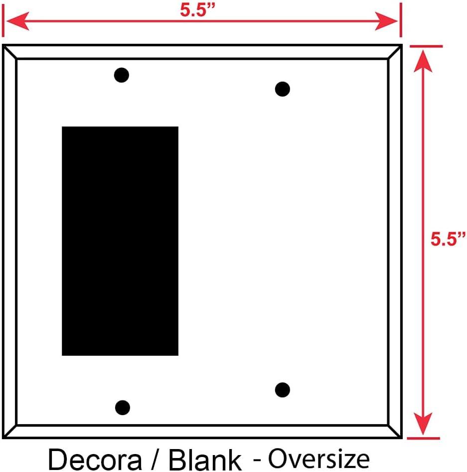 Oversized White Metal 2 Gang Switch Plate with Blank and Decora Openings