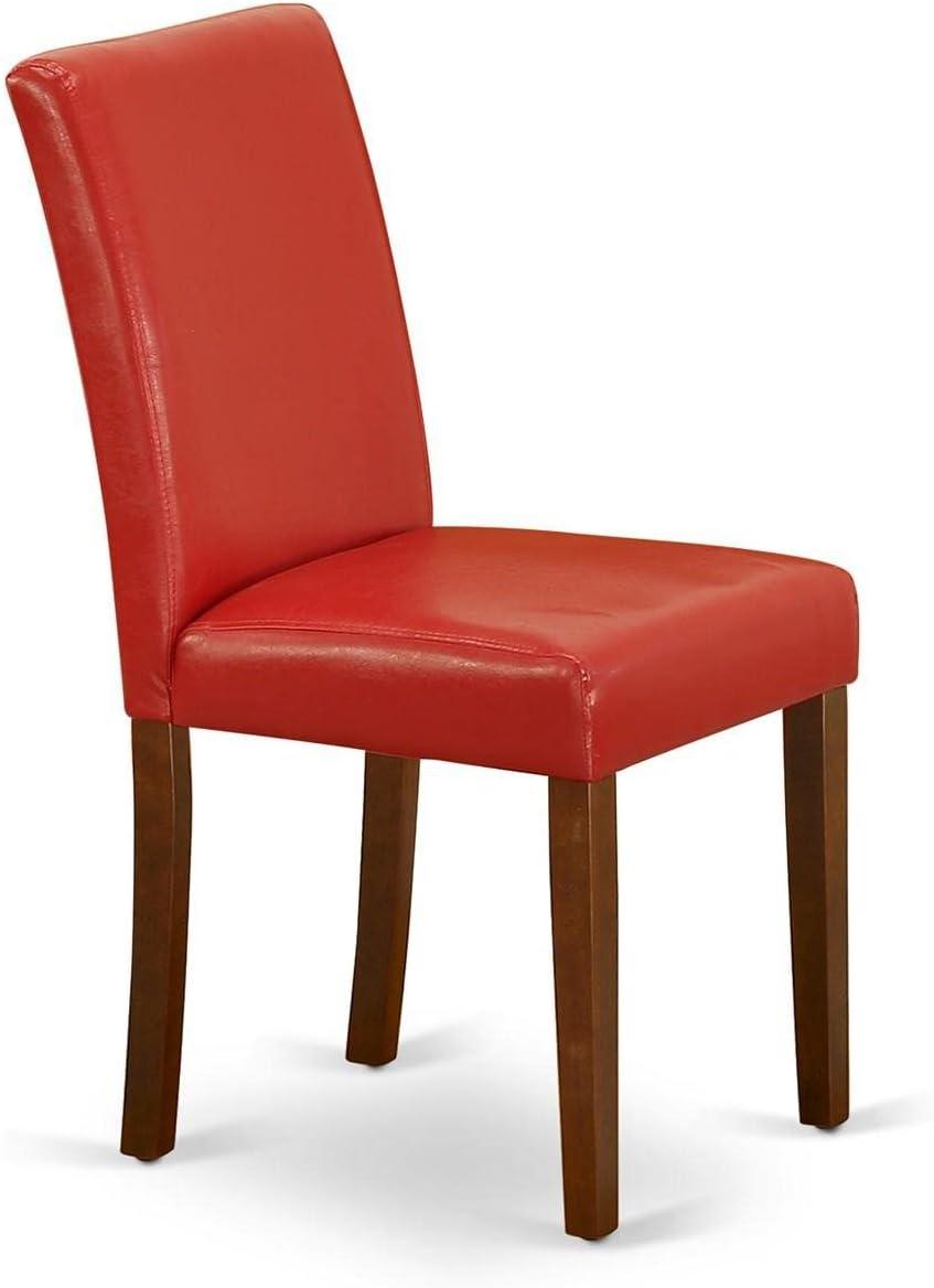 HomeStock Retro Relaxation Abbott Parson Chair With Mahogany Leg And Pu Leather Color Firebrick Red