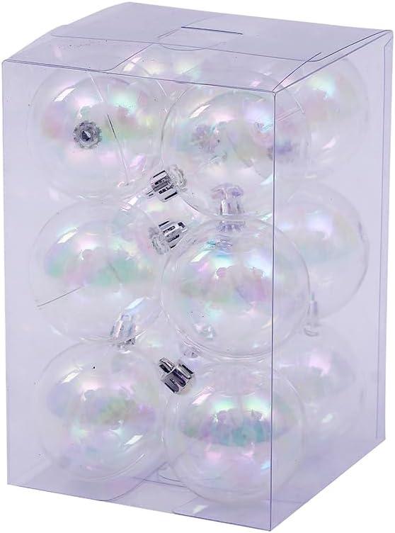 Clear Iridescent 60MM Ball Ornaments, 12-Piece Set