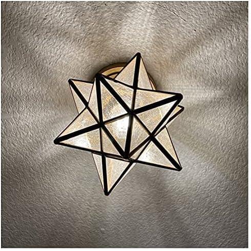 TANMAO  10-Inch Moravian Star Ceiling Light, Boho Moroccan Lamp with Seeded Glass Shade, Moravian Star Ceiling Light Modern Brass Flush Mount Lights for Office, Living Room, Dining Room, Kitchen