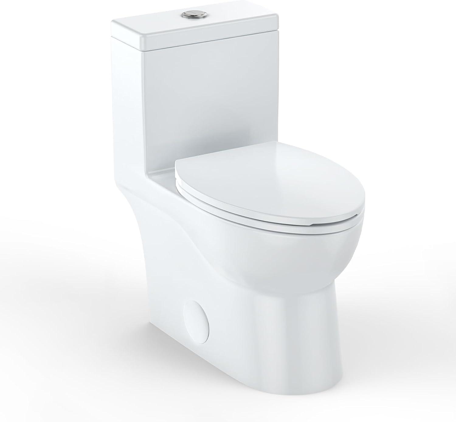 DeerValley Symmetry Dual Flush Elongated One-Piece Toilet Standard Toilet with Comfort Seat Height