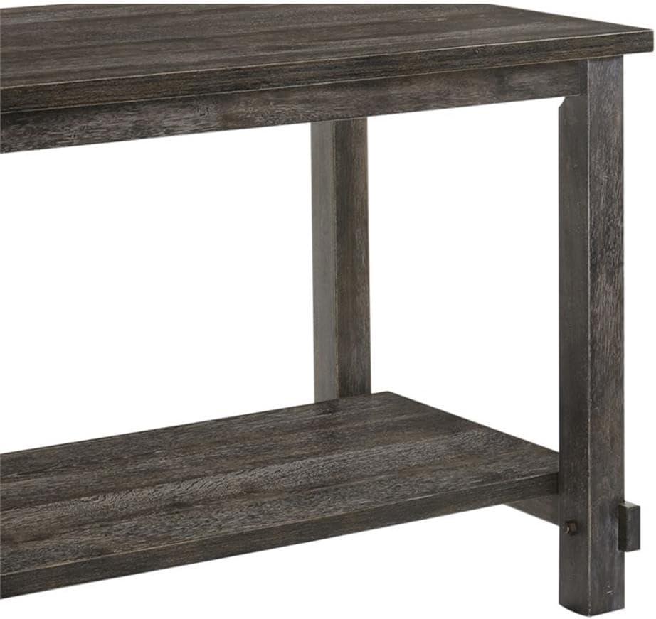 60" Martha Li Dining Table Weathered Gray - Acme Furniture: Sturdy Wood, Storage Shelf, Seats 6