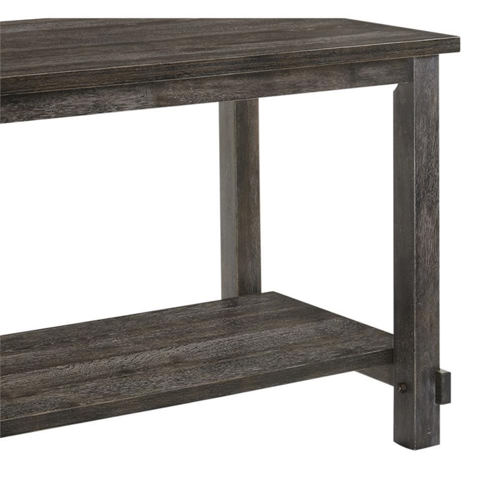 60" Martha Li Dining Table Weathered Gray - Acme Furniture: Sturdy Wood, Storage Shelf, Seats 6