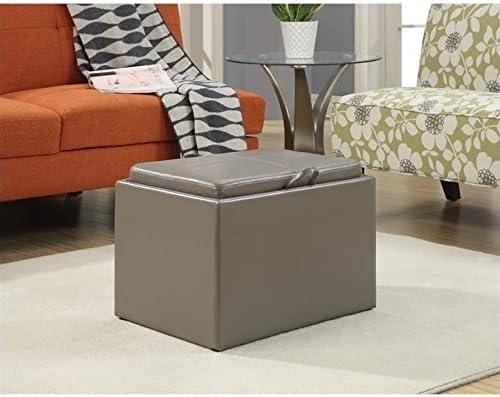 Convenience Concepts Designs4Comfort Accent Storage Ottoman, Taupe Gray Faux Leather