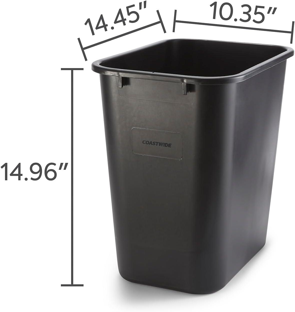 Brighton Soft Molded Wastebasket 7 Gallons Black 15"H x 14 1/2"W x 10 1/2"D CW56429