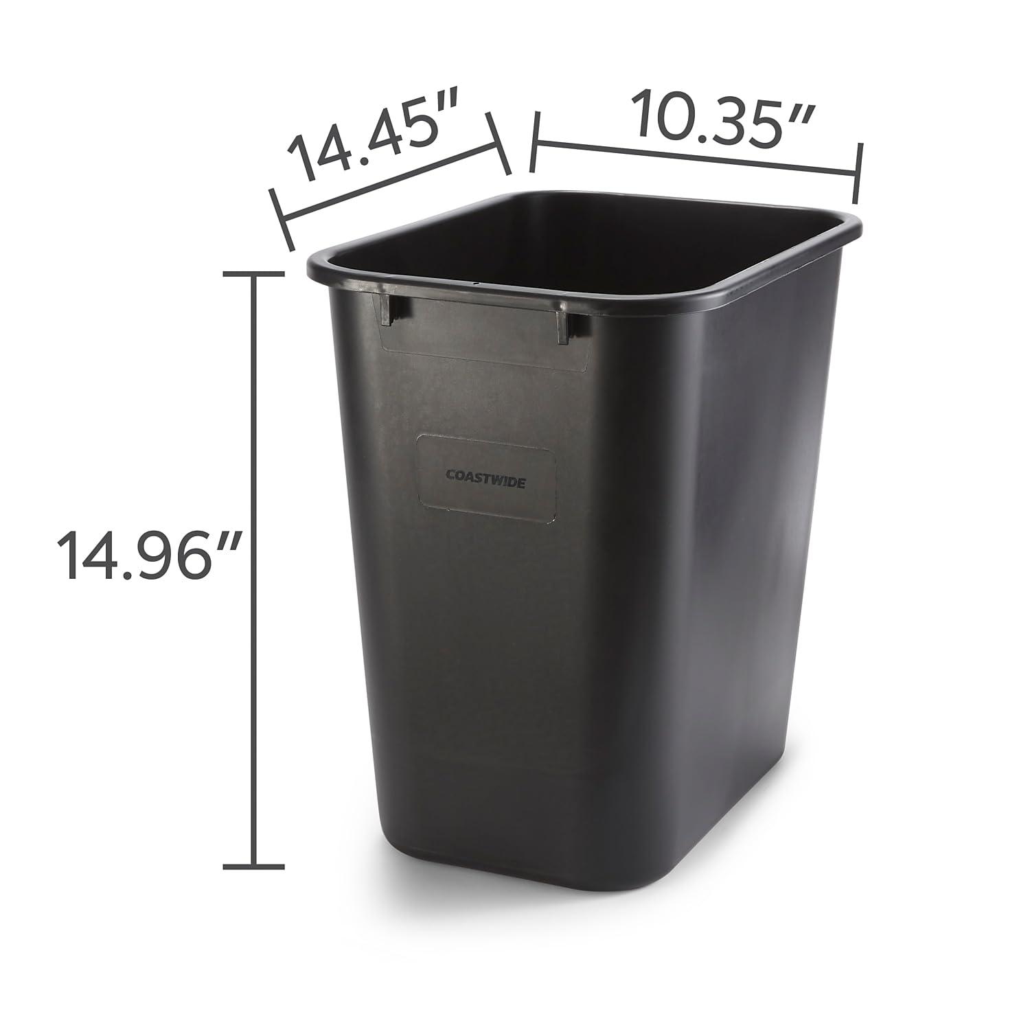 Brighton Soft Molded Wastebasket 7 Gallons Black 15"H x 14 1/2"W x 10 1/2"D CW56429