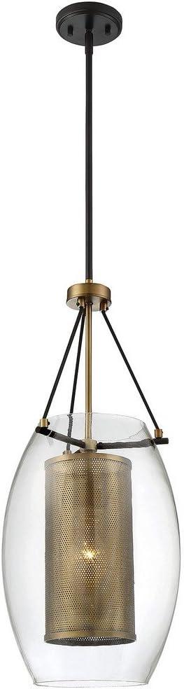 Dunbar Warm Brass and Bronze 1-Light Glass Pendant