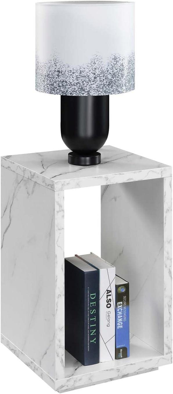 Convenience Concepts Northfield Admiral Square End Table, White Faux Marble