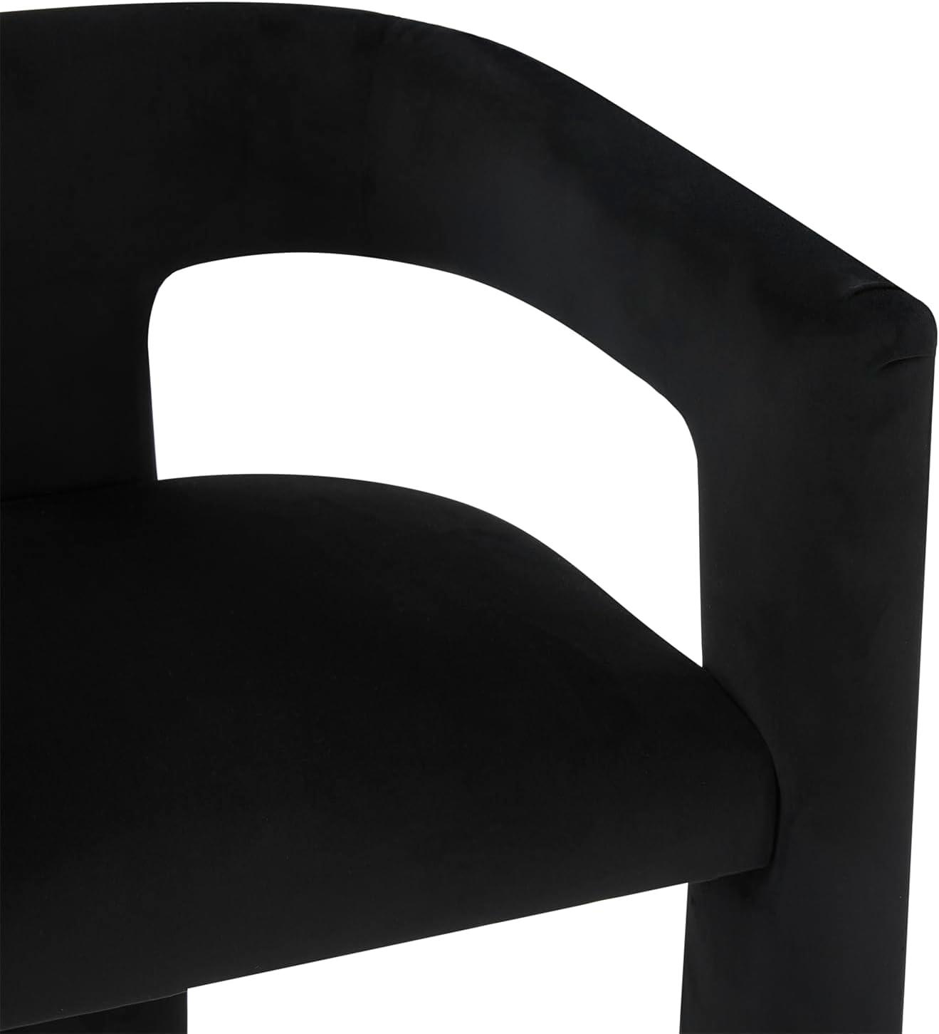 Modern Black Velvet Barrel Accent Chair with Open Back