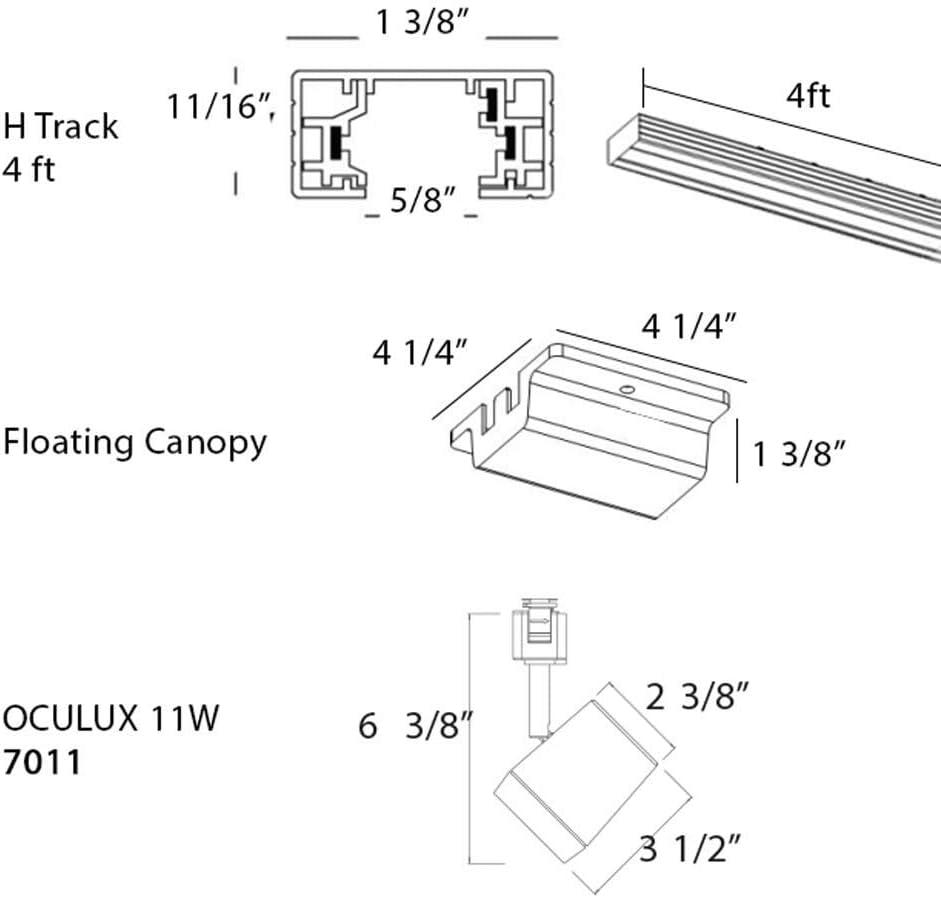 Ocularc 48'' 3 -Light Track Track Kit with Dimmable and Adjustable Head