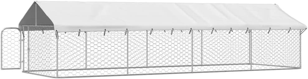 VidaXL 59.1'' H Galvanized Steel Yard Kennel With Door
