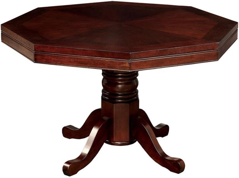 Furniture of America Deaton Traditional Wood Octagon Gaming Table in Cherry