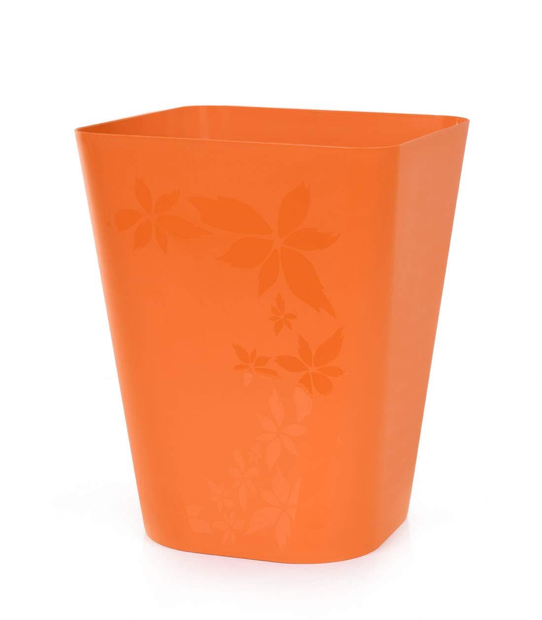 Orange Plastic Rectangular Kitchen Trash Bins, 12 Liter