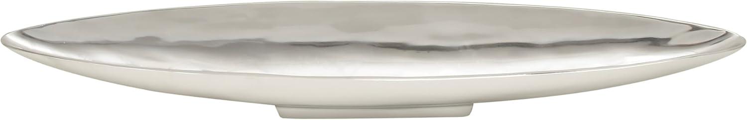 Silver Aluminum Oval Modern Decorative Tray, 28.5"