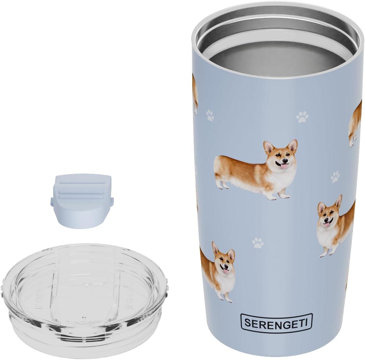 Welsh Corgi SERENGETI 16 Oz. Stainless Steel, Vacuum Insulated Tumbler with Spill Proof Lid - 3D Print - Insulated Travel mug for Hot or Cold Drinks (Welsh Corgi Tumbler)