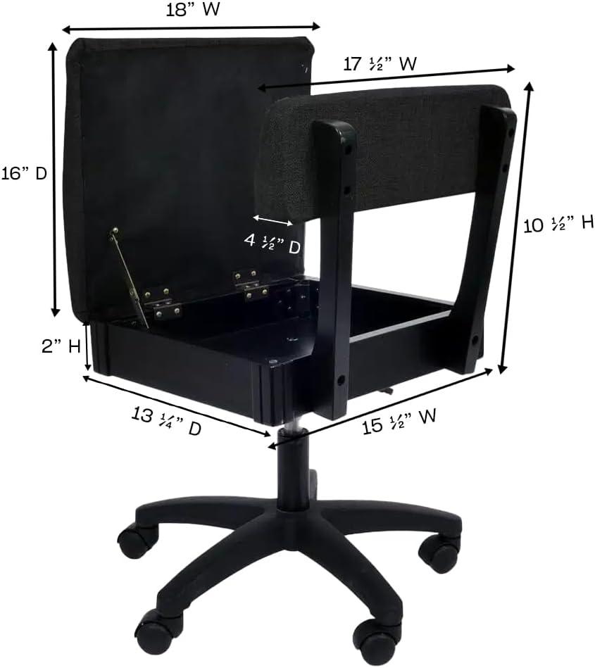 Arrow Sewing Adjustable Height Hydraulic Sewing Chair with Under Seat Storage by Arrow Classic Sewing Furniture
