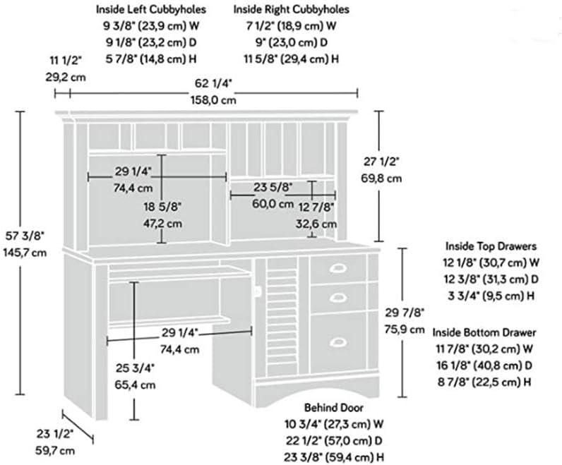 Scranton & Co Computer Desk with Hutch in Salt Oak Finish